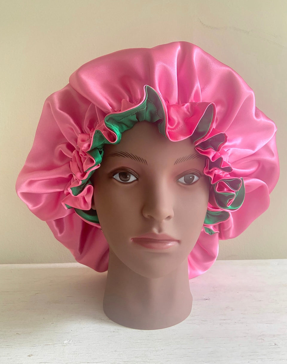 Oversized Pink and Green Bonnet