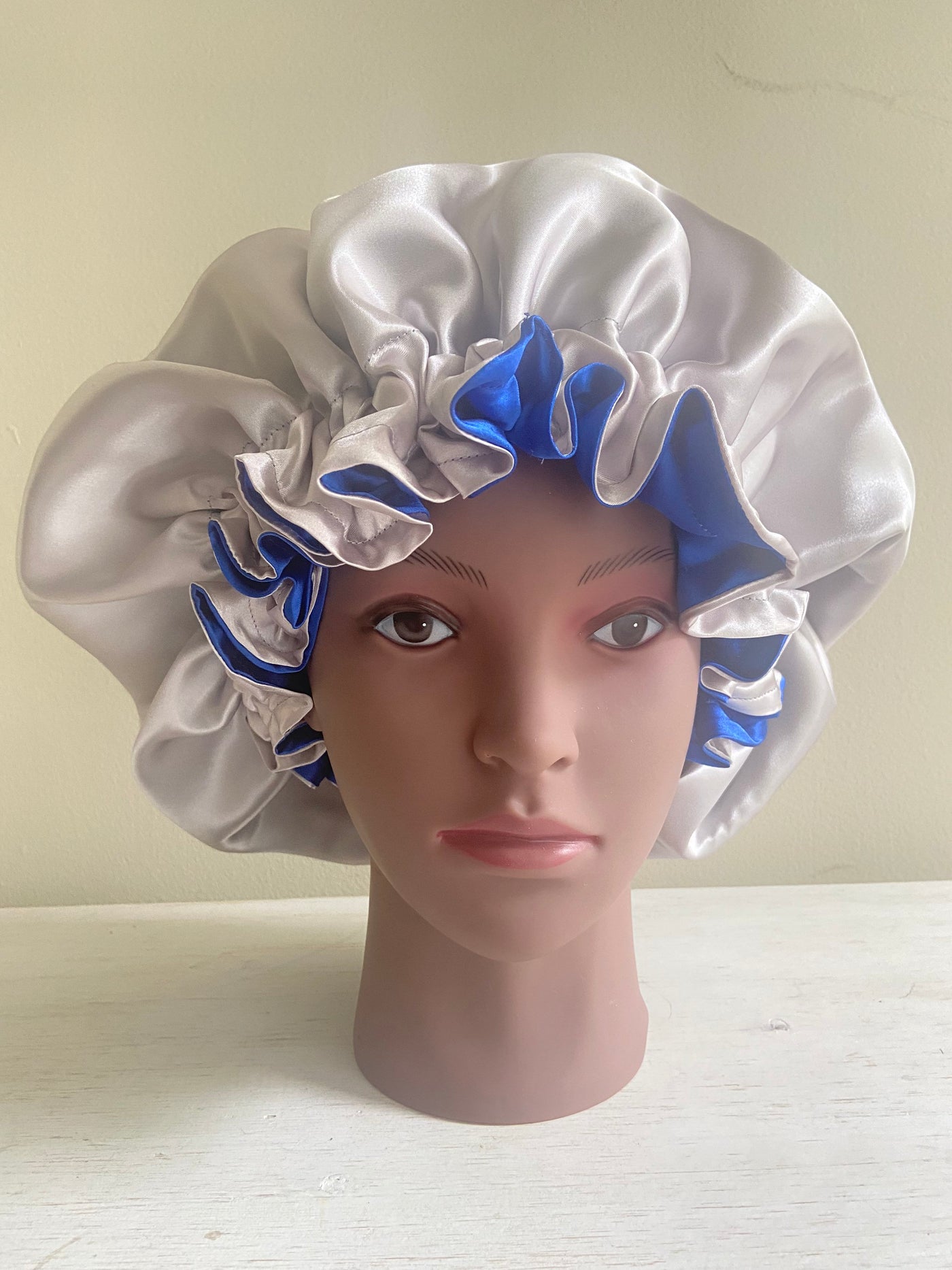 Blue and Silver Oversized Reversible Bonnet