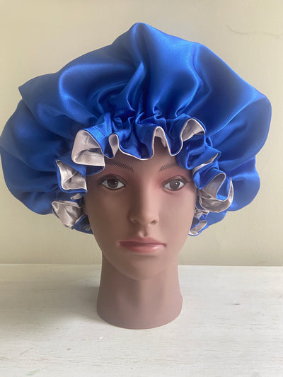 Blue and Silver Oversized Reversible Bonnet