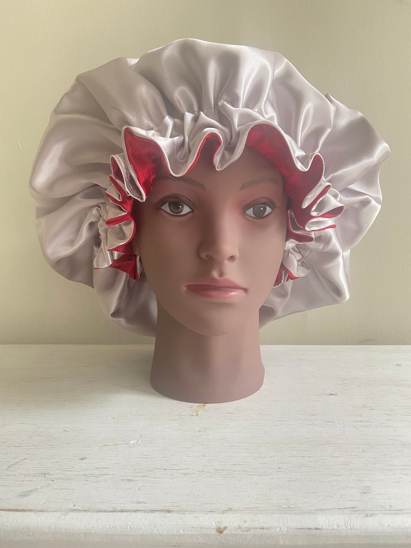 Red and Silver Oversized Reversible Hair Bonnet