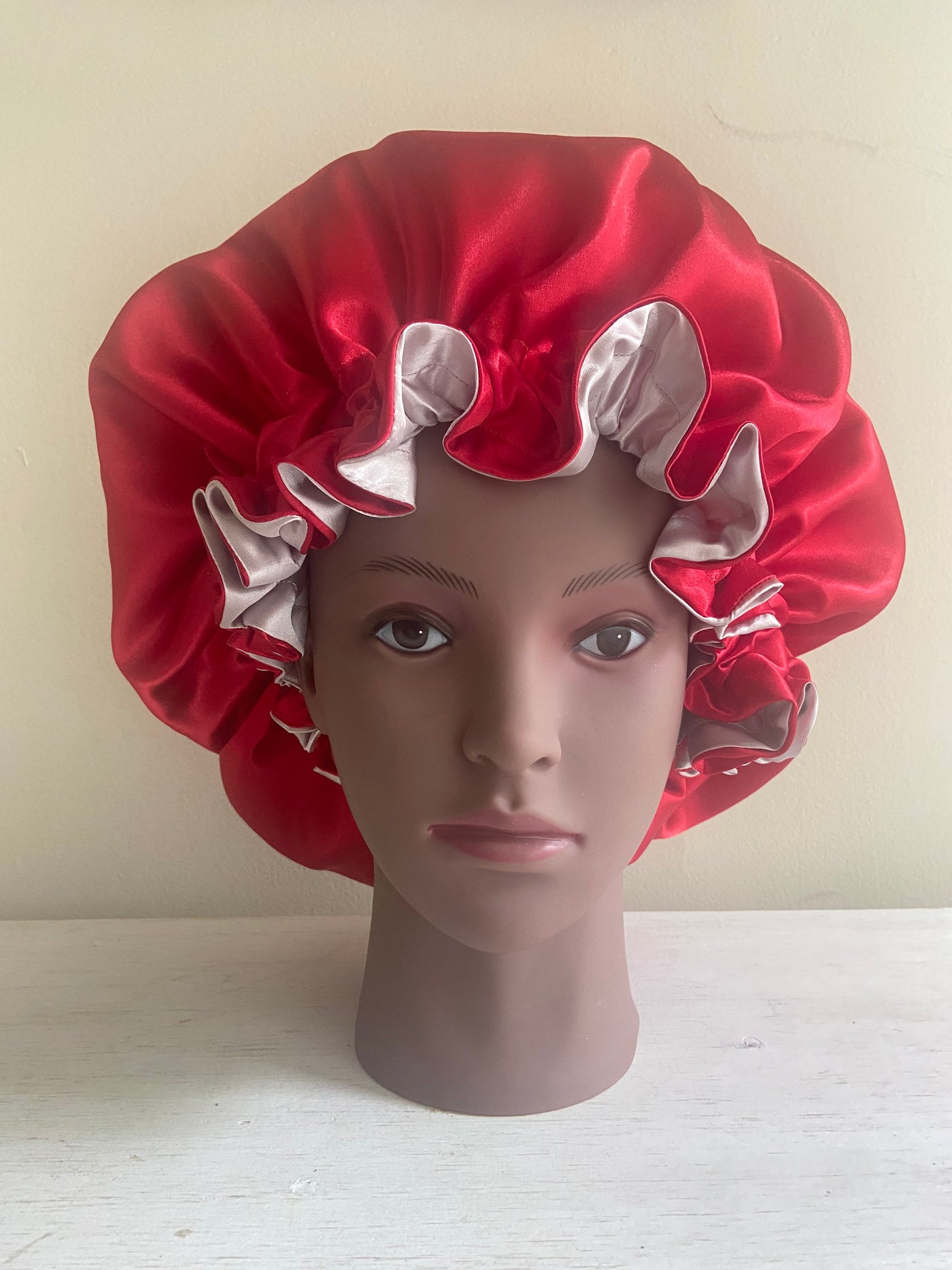 Red and Silver Oversized Reversible Hair Bonnet