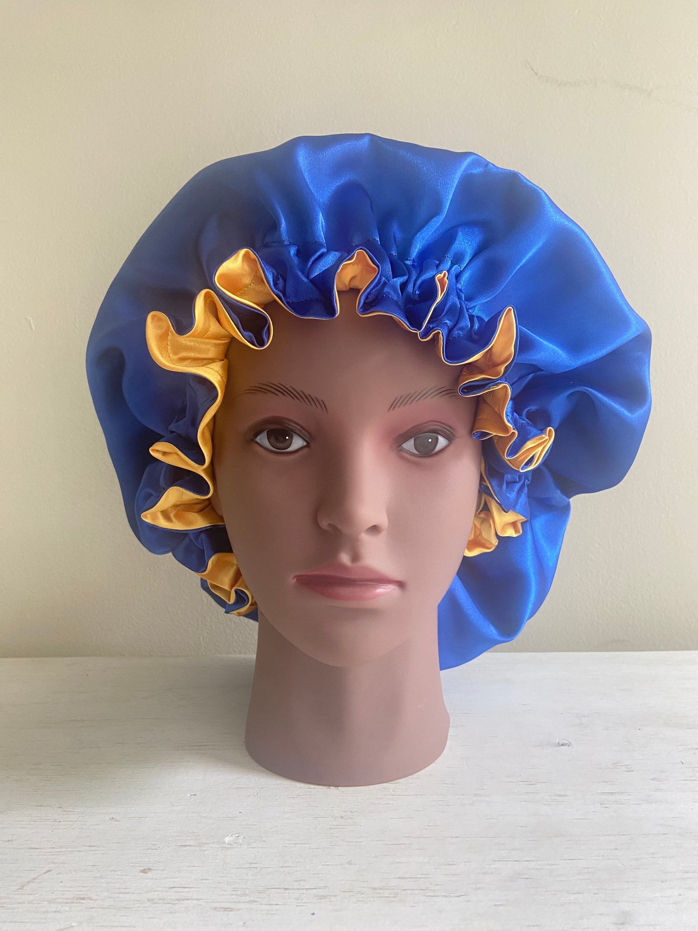 Blue and Gold Oversized Reversible Bonnet